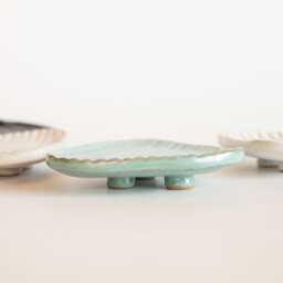 Ceramic Footed Soap Dish Tray - Triangle Stoneware Bar Holder Handmade Kitchen & Bathroom Accessory Gift For Her Scrub Brush - thumbnail 3