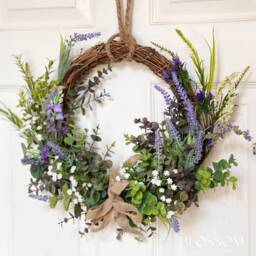 Eucalyptus Lavender Wreath For Front Door, Spring Summer Door Wreath, All Season Handmade Christmas Wall Decor, Gift Her - thumbnail 2