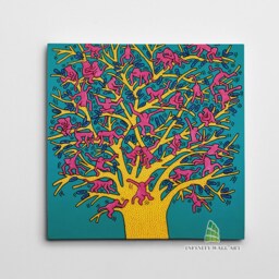 Pop Art Monkey Family Tree Canvas Wall Abstract Print Picture Framed Home Decor -D912 - thumbnail 2