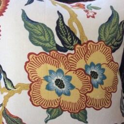 Hot House Flowers Pillow Cover, Celerie Kimble Schumacher Linen, Red Cord Trim - thumbnail 2