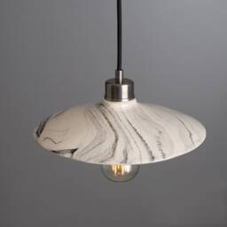 Pyrus Marbled Ceramic Pendant Light, 11'' - 28cm - thumbnail 3