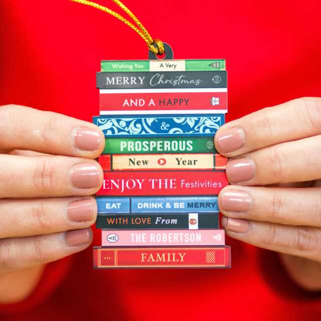Personalised Books Christmas Tree Decoration, Family Bauble, Bookish Christmas, Custom Xmas Bauble - image 1