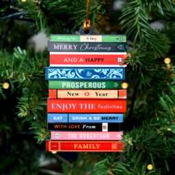 Personalised Books Christmas Tree Decoration, Family Bauble, Bookish Christmas, Custom Xmas Bauble - thumbnail 4