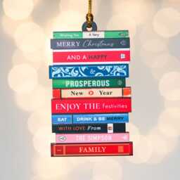 Personalised Books Christmas Tree Decoration, Family Bauble, Bookish Christmas, Custom Xmas Bauble - thumbnail 2