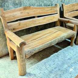 Rustic Solid Teak Chunky Garden Bench 170cm Wide - thumbnail 2