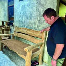Rustic Solid Teak Chunky Garden Bench 170cm Wide - thumbnail 3
