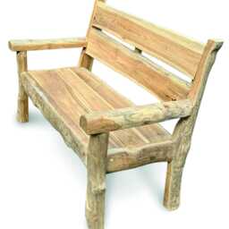 Rustic Solid Teak Chunky Garden Bench 170cm Wide - thumbnail 4