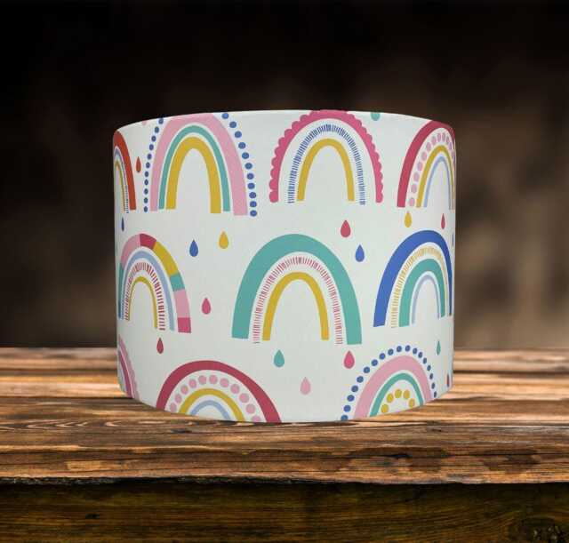 Rainbow Lampshade For Ceiling & Table Lamps, Kids Bedroom Or Nursery Drum Light Shade - image 1