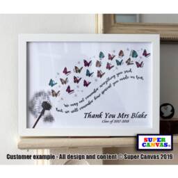 Handmade Thank You Teacher Personalised Butterfly Picture Framed A4 Print Pre School Nursery You Gift Card From Pupil Children - thumbnail 2