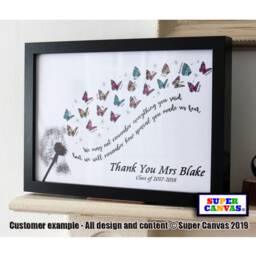 Handmade Thank You Teacher Personalised Butterfly Picture Framed A4 Print Pre School Nursery You Gift Card From Pupil Children - thumbnail 1