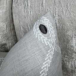 Greige Pillow Cover, Elegant Embroidered Cushion Cover Clarke & Opus Fabric, Cotton Blend Throw Cover - thumbnail 2