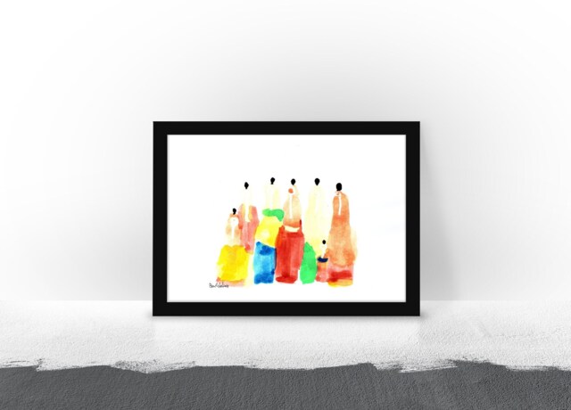Framed Print, Colorful Abstract Art Africa Inspiration, Kitchen Wall Art, Bedroom Decor, Original Gift - image 1