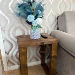 Small Coffee Table - 40x35cm Chunky Solid Wood Sofa Side Rustic Bedside Handmade in UK - thumbnail 3