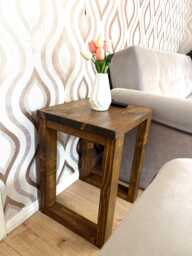 Small Coffee Table - Framhouse 40x35cm Rustic Bedside Handmade in UK - thumbnail 1