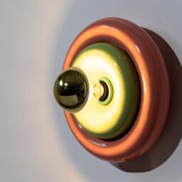 Ceramic Wall Lamp, Handmade Round Sconce Light, Colorful Flush Mount - thumbnail 3