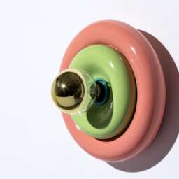 Ceramic Wall Lamp, Handmade Round Sconce Light, Colorful Flush Mount - thumbnail 2