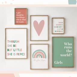 Coral & Green Gallery Wall Art - Girls' Bedroom Decor Print Set - thumbnail 2