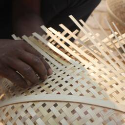 Handmade Bamboo Woven Wall Lamp Minimalist Sconce Lighting - thumbnail 4