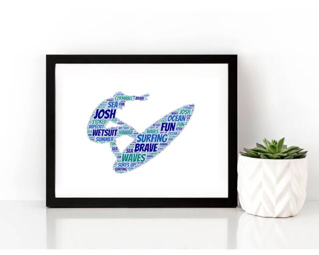 Personalised Surfer Unframed Print, Surfing Fitness Print - image 1