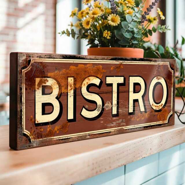 Bistro Sign - Vintage Style Kitchen Wall Plaque Rustic Cafe Bar Decor Retro Coffee House Restaurant Gift - image 1