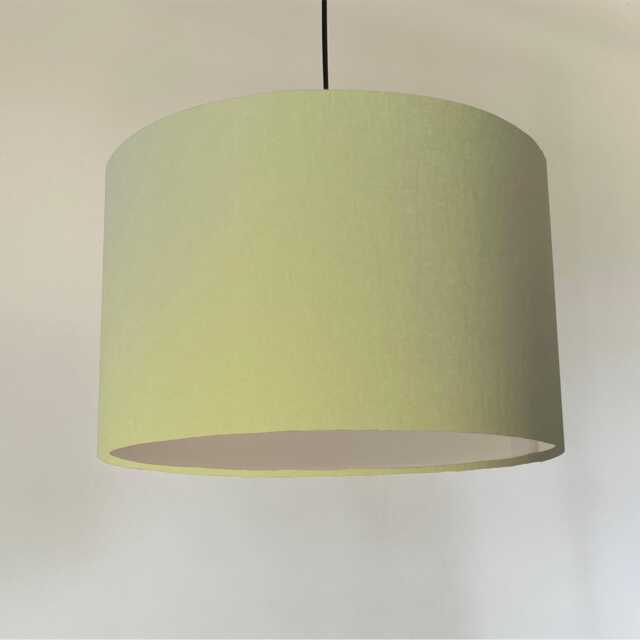 Sage Green Cotton Drum Lampshade, White Lining - image 1