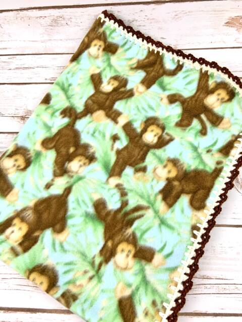 Crochet Edge Fleece Baby Blanket, Shower Gift, Stroller Receiving Gift Basket Idea, Boy Or Girl - image 1