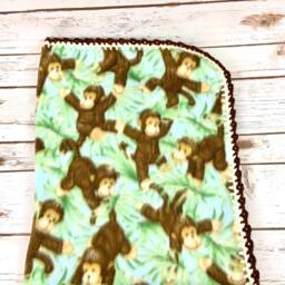 Crochet Edge Fleece Baby Blanket, Shower Gift, Stroller Receiving Gift Basket Idea, Boy Or Girl - thumbnail 4