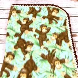Crochet Edge Fleece Baby Blanket, Shower Gift, Stroller Receiving Gift Basket Idea, Boy Or Girl - thumbnail 3