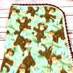 Crochet Edge Fleece Baby Blanket, Shower Gift, Stroller Receiving Gift Basket Idea, Boy Or Girl - thumbnail 2