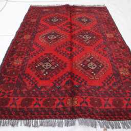 3x5 Ft Red Afghan Outdoor Rug, Khal Mohammedi Bukhara Handmade Turkmen Oriental Geometric Living Room D??cor Office Area Rug - thumbnail 2