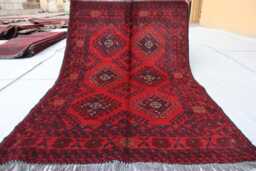 3x5 Ft Red Afghan Outdoor Rug, Khal Mohammedi Bukhara Handmade Turkmen Oriental Geometric Living Room D??cor Office Area Rug