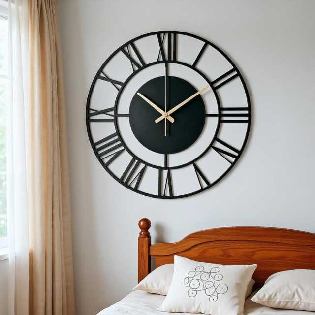 Modern Metal Wall Clock, Silent Roman Numeral Clock, Farmhouse Decor, Valentines Gift, Home Decor, Custom Clock, Black Clock - image 1