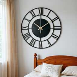 Modern Metal Wall Clock, Silent Roman Numeral Clock, Farmhouse Decor, Valentines Gift, Home Decor, Custom Clock, Black Clock - thumbnail 1