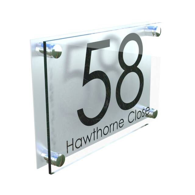 Modern Contemporary Property Number Door Sign Plaque - Presa4-27B-S-C - image 1