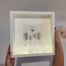 Family Rock Personalised Pebble Art Picture Frame Gift Stone Family Unique Mum Dad Nana New Baby Growing Grandparents - thumbnail 2