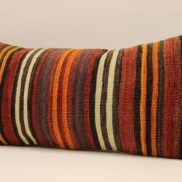 Throw Kilim Pillow 12x24 Inches - 30x60 cm Rug Pillow Turkish Cushion Art Deco Lumbar Cover 4Oaf-362 - thumbnail 3