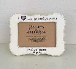 Personalized Grandparents Picture Frame Hand Stamped Vintage Style - thumbnail 1