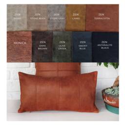 Zen Terracotta Vegan Leather Lumbar Pillow Cover Modern Home Decor - thumbnail 2