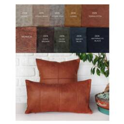 Zen Terracotta Vegan Leather Lumbar Pillow Cover Modern Home Decor - thumbnail 4