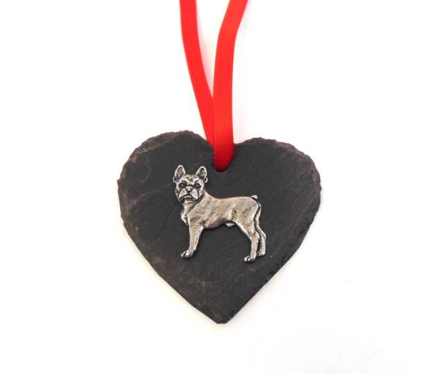 Boston Terrier Design Slate Heart - 2026 Christmas Ornament Decoration Gift Dog Mum - image 1