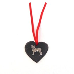 Boston Terrier Design Slate Heart - 2026 Christmas Ornament Decoration Gift Dog Mum - thumbnail 2