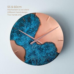 Copper Wall Clock Blue Patina - Anniversary Gift Housewarming Silent Homewares Home Decor Hayes - thumbnail 4