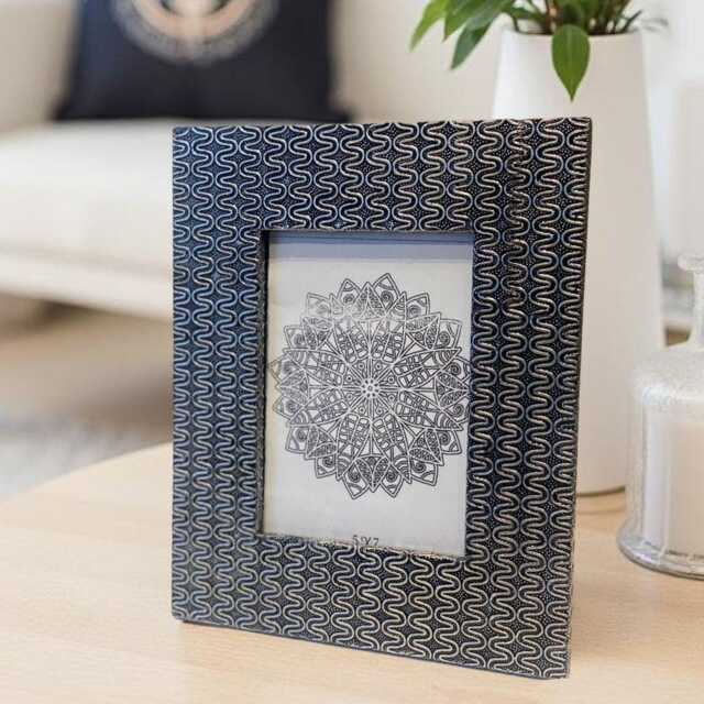Hand Embossed Antique Silver Picture Frame Mango Wood Filigree, 7x5 - image 1