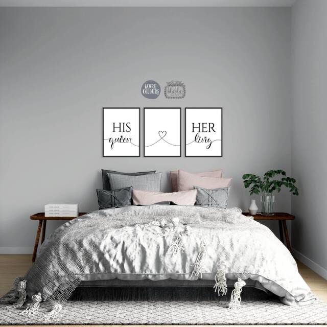 His Queen Her King Poster, Bedroom Print, Decor, Wall Art, Wedding Gift - image 1