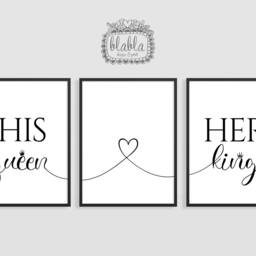 His Queen Her King Poster, Bedroom Print, Decor, Wall Art, Wedding Gift - thumbnail 2