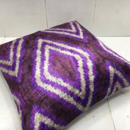 Handwoven Silk Ikat Pillow Cover, Decorative Cushion - 16x16 - thumbnail 4