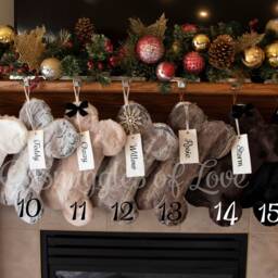 Personalized Fur Dog Christmas Stocking Bone Shaped With Embroidered Name Tag - thumbnail 2