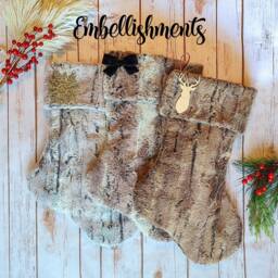 Personalized Fur Dog Christmas Stocking Bone Shaped With Embroidered Name Tag - thumbnail 4