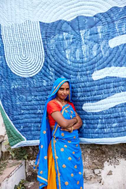 King Size Quilt Set Reversible Block Printed Kantha Bedspread, Cotton Comforter, Queen Duvet Cover - image 1