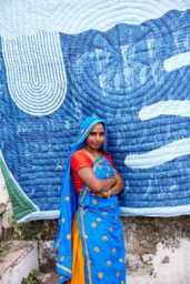 King Size Quilt Set Reversible Block Printed Kantha Bedspread, Cotton Comforter, Queen Duvet Cover - thumbnail 1